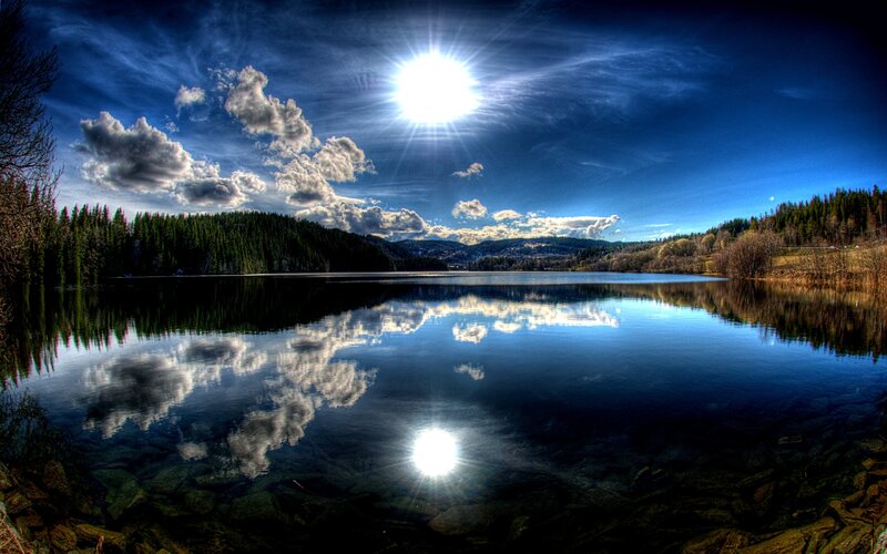Sun over Lake Reflection