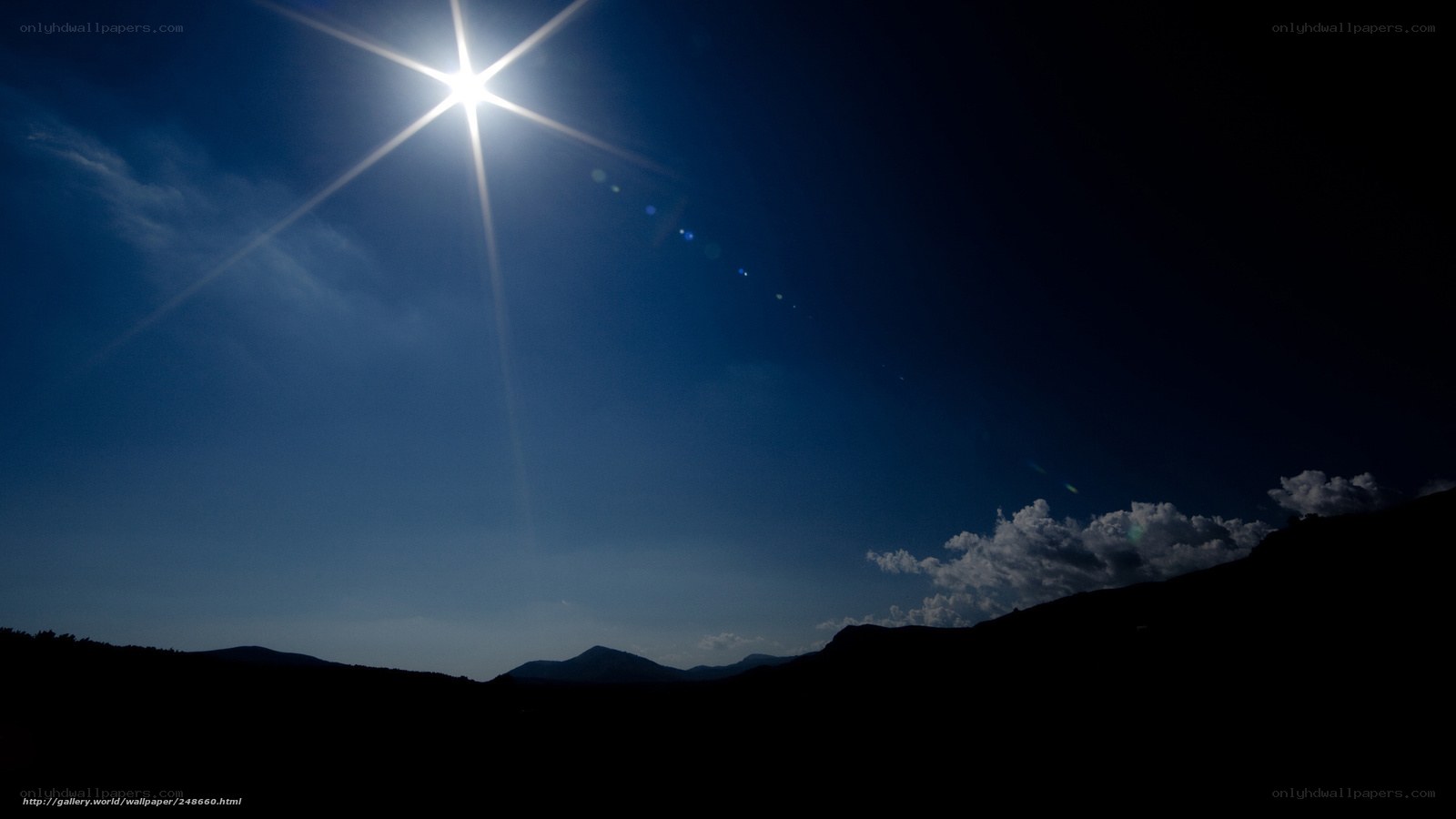 Sun over mountain silhouettes