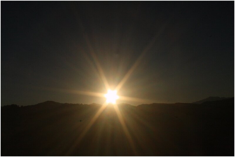 Sun over Mountains — Black, Dramatic
