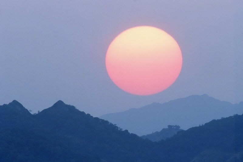 Sun over Mountains — Blue, Serene
