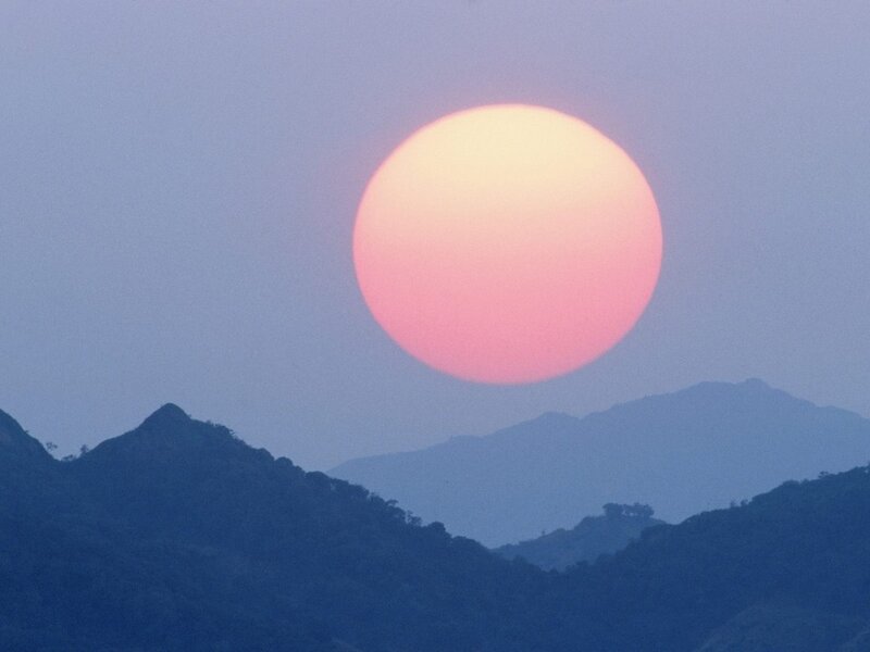 Sun over Mountains — Pink, Serene