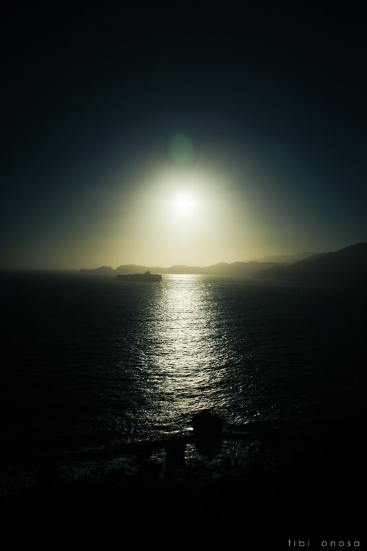 Sun over Ocean at Dusk — Black