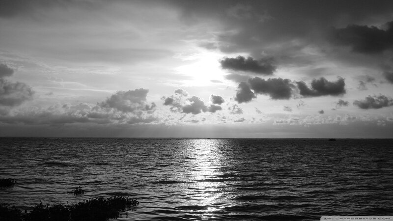 Sun over Ocean at Sunset — Black