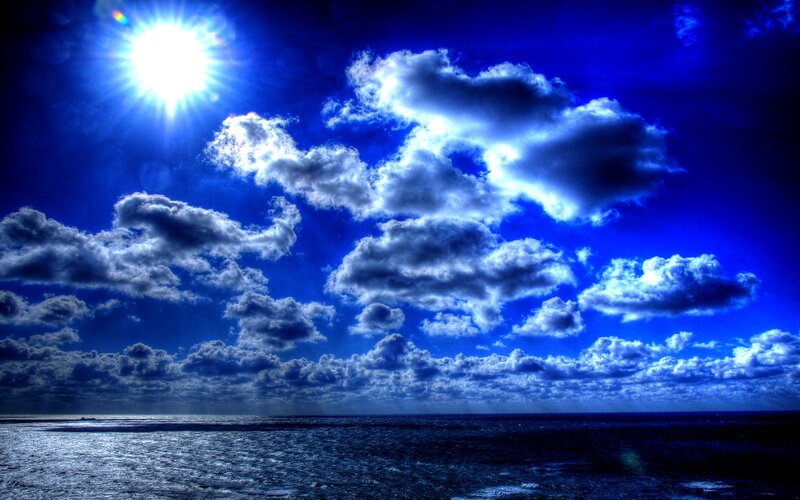 Sun over Ocean — Blue, Dramatic, Afternoon