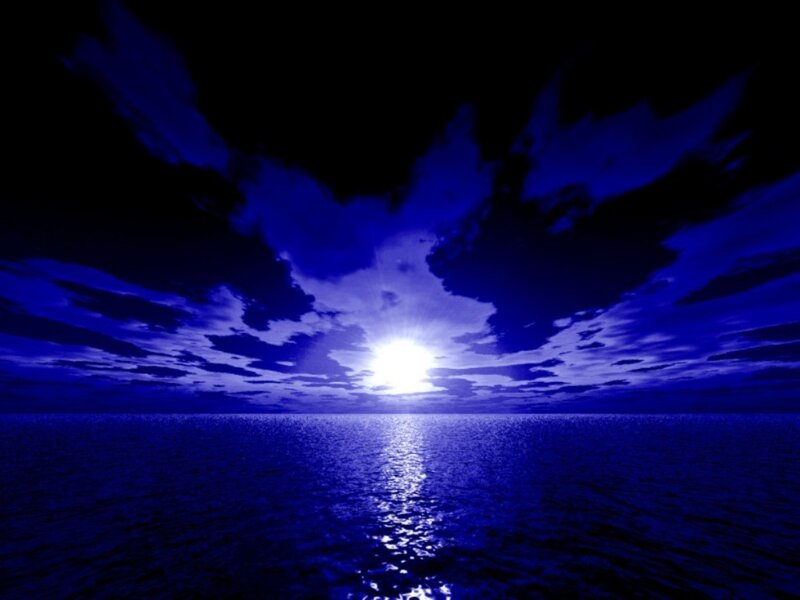 Sun over Ocean — Blue, Dramatic