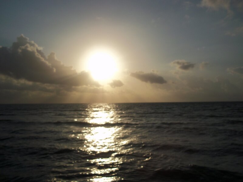 Sun over Ocean — Blue, Serene, Sunset, Photograph