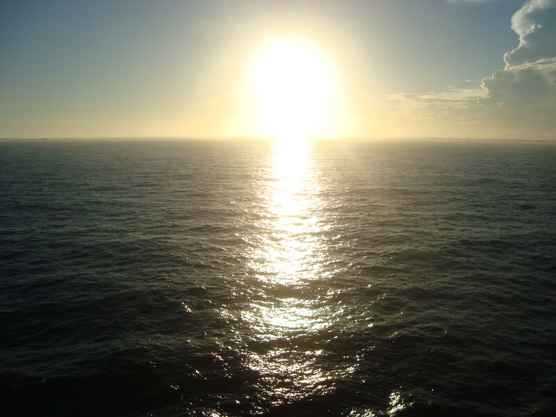 Sun over Ocean — Blue, Serene, Sunset