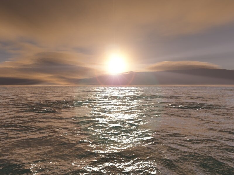 Sun over Ocean — Brown, Serene