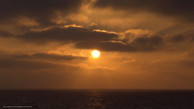 Sun over Ocean — Orange, Dramatic, Sunset, Photograph