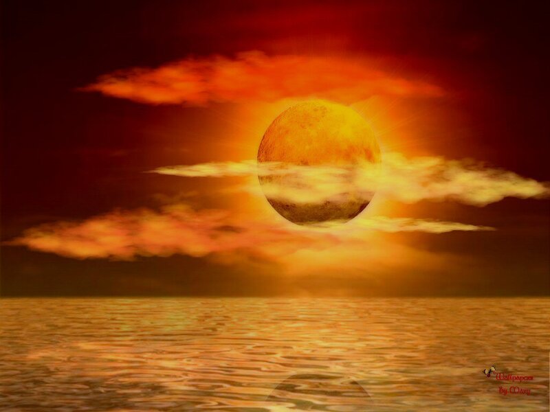Sun over Ocean — Orange, Dramatic