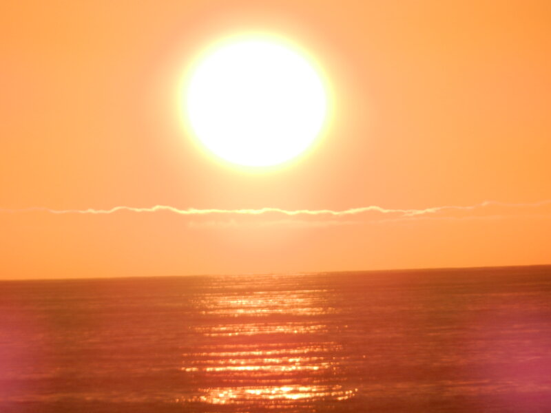 Sun over Ocean — Orange, Serene, Sunset, Photograph