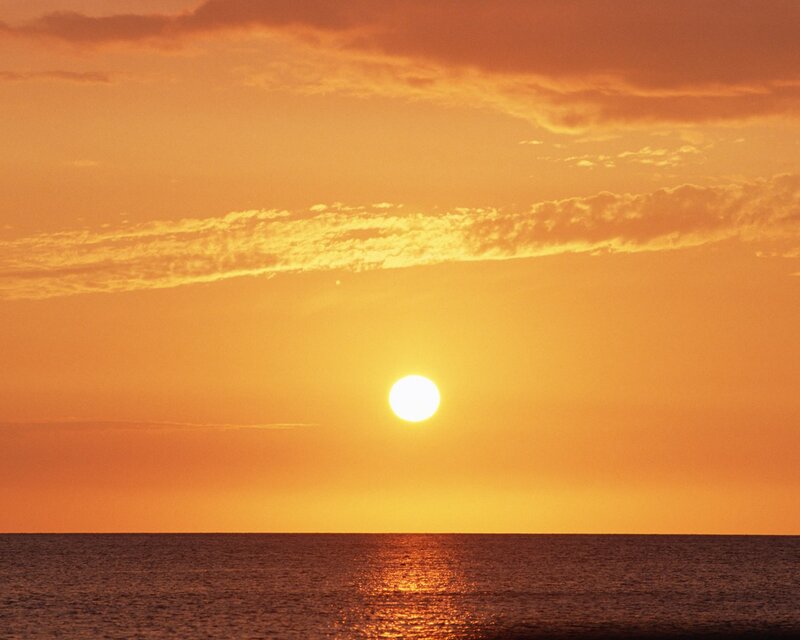 Sun over Ocean — Orange, Serene, Sunset