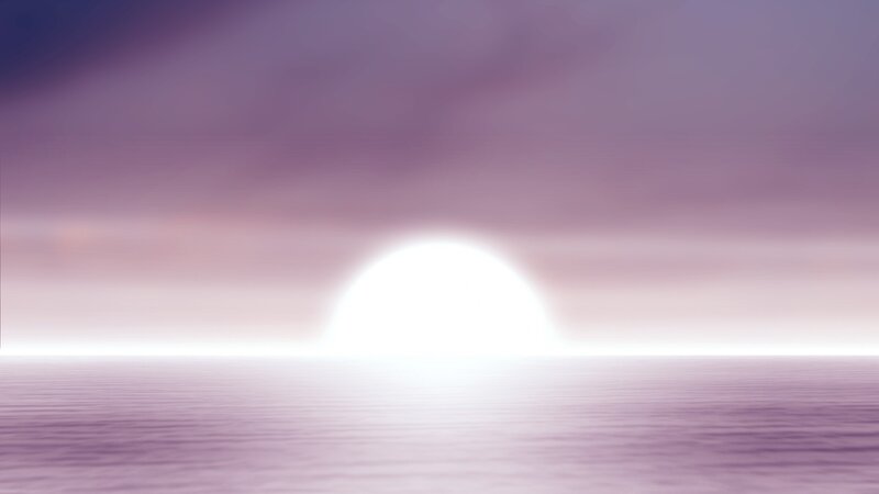 Sun over Ocean — Purple, Serene, Sunset, Digital Art, Sky