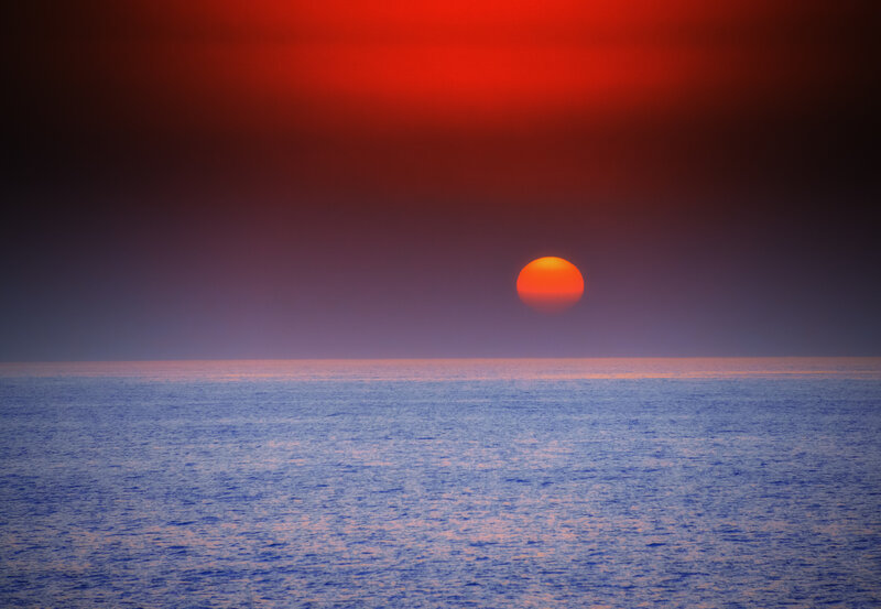 Sun over Ocean — Red