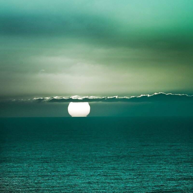 Sun over Ocean — Teal, Serene