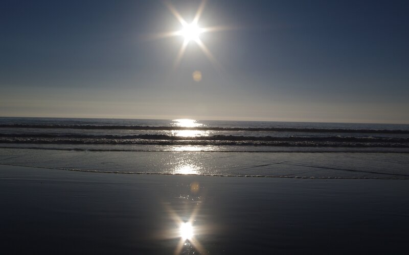 Sun over Ocean Waves — Blue, Serene, Afternoon, Photograph