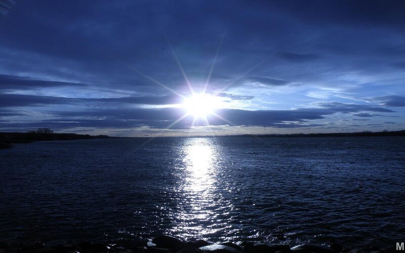 Sun over Water — Blue, Dramatic, Sunset