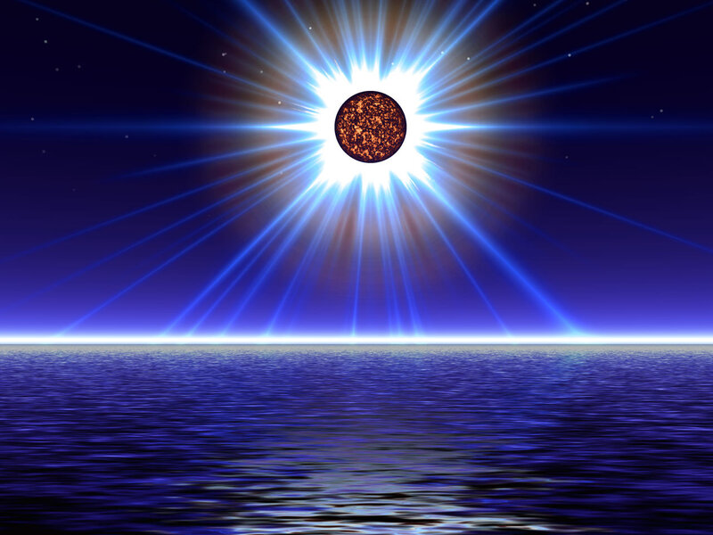 Sun over Water — Blue, Dramatic