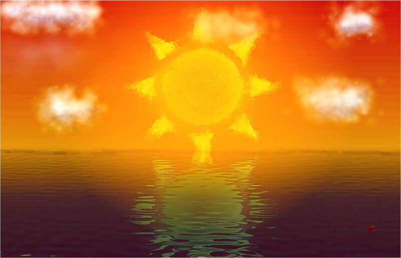 Sun over Water — Orange, Serene