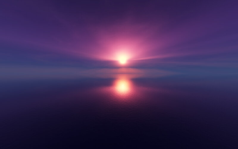 Sun over Water — Purple, Serene, Sunset