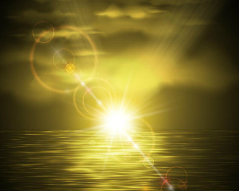 Sun over Water — Yellow, Dramatic