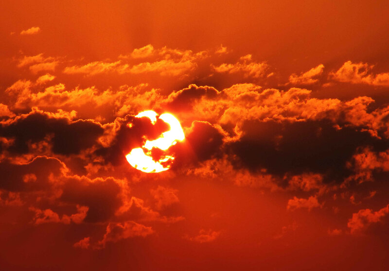 Sun Partially Obscured — Orange, Dramatic, Sunset