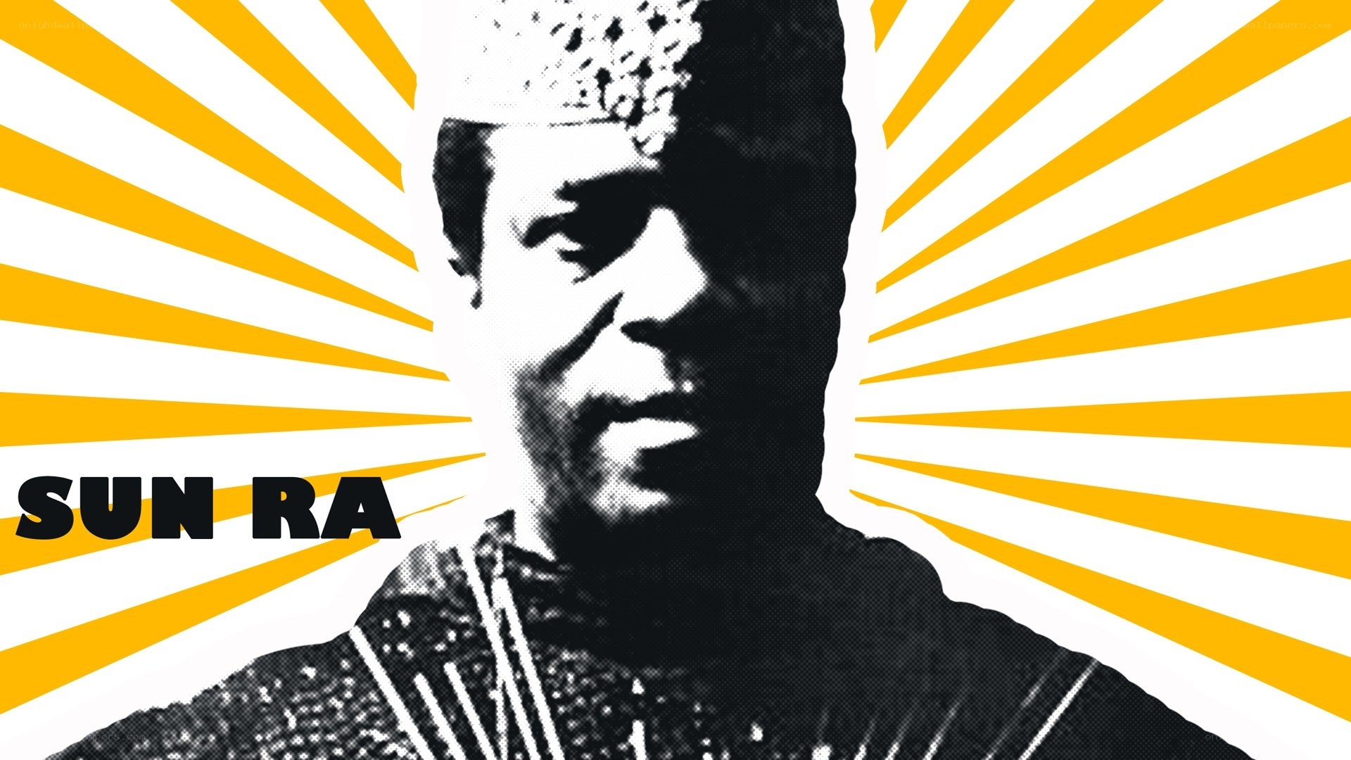 Sun Ra portrait with rays