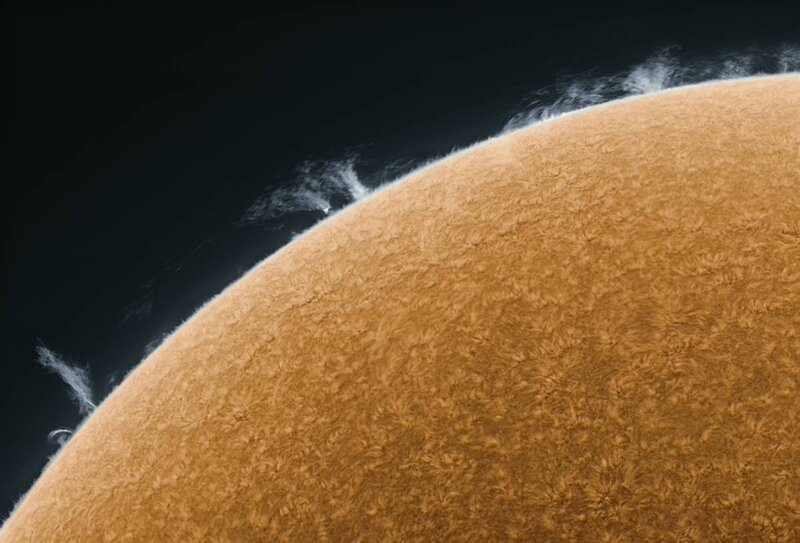 Sun's surface with solar flares