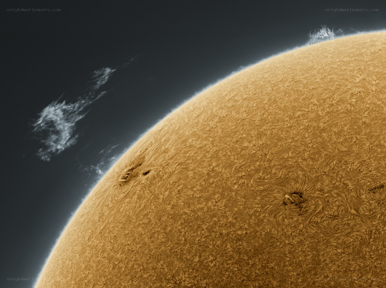 Sun's surface with solar flares