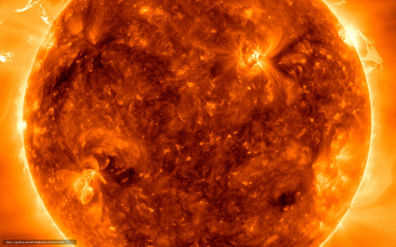 Sun's surface with solar flares