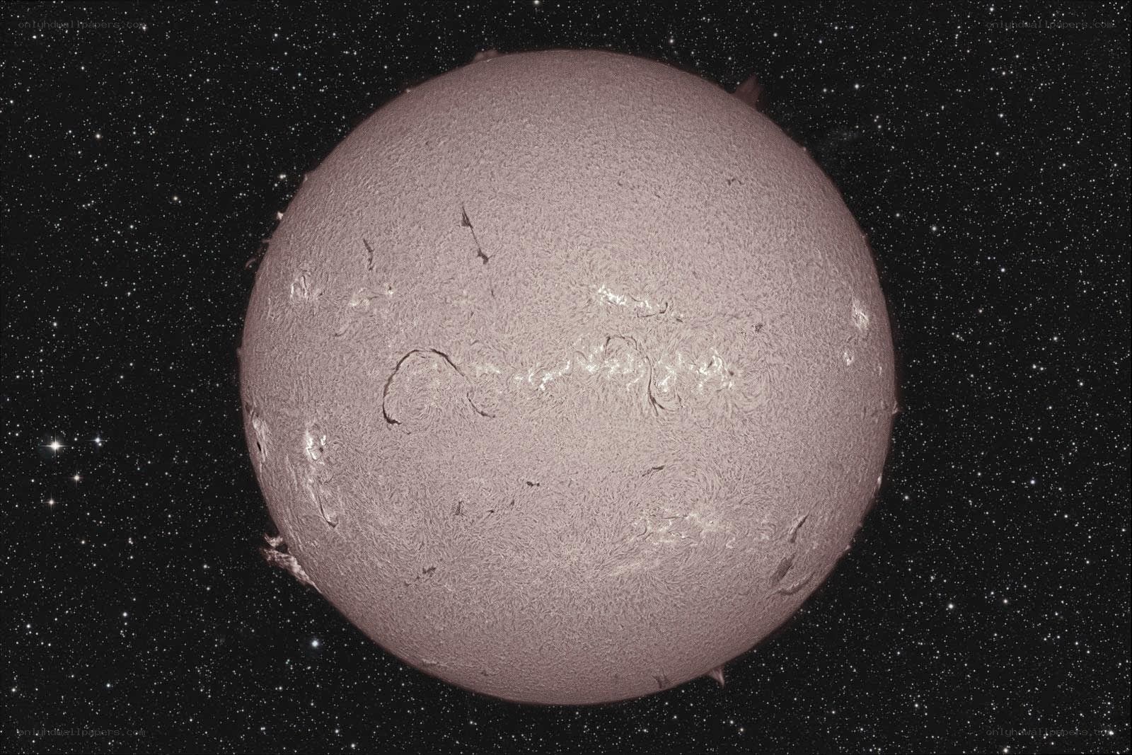 Sun's surface with sunspots