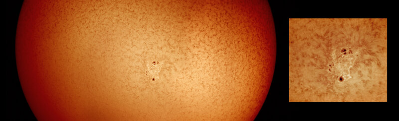Sun's surface with sunspots