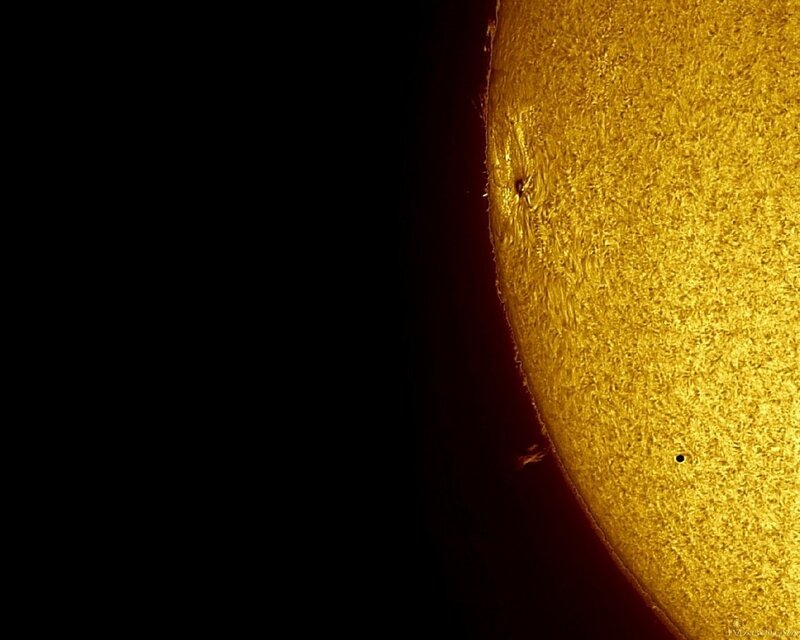 Sun's Surface with Sunspots — Yellow