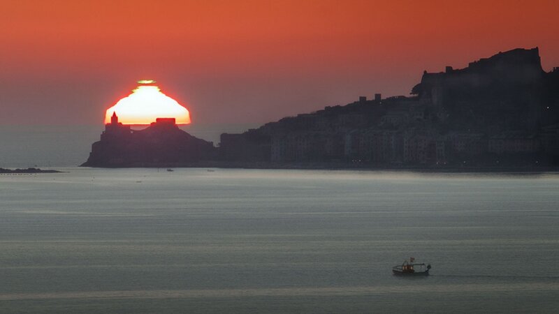 Sun Setting Behind Castle