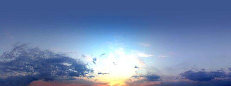 Sun Setting Behind Clouds — Blue, Serene, Sunset, Photograph, Sky