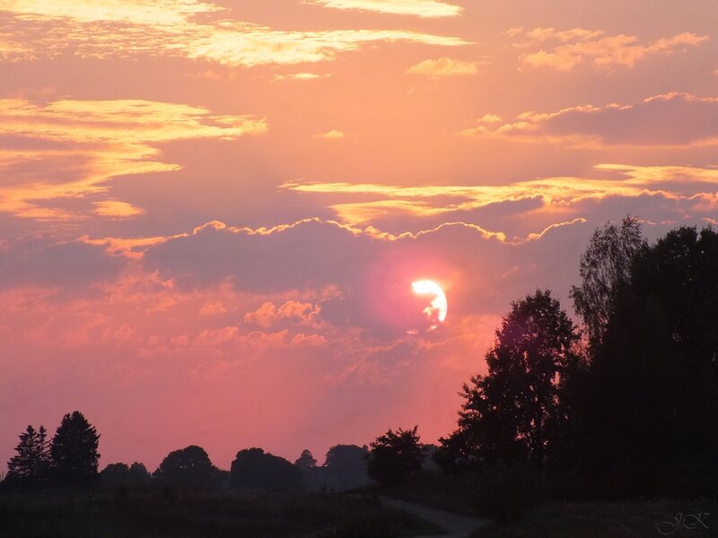 Sun Setting Behind Clouds — Pink