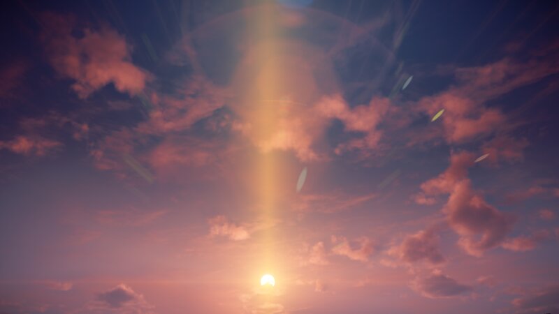 Sun Setting Behind Clouds — Purple, Serene