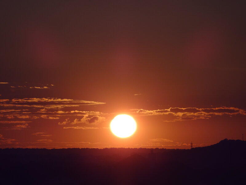 Sun Setting Behind Hills — Orange, Dramatic, Sunset, Photograph