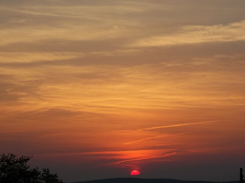 Sun Setting Behind Hills — Orange, Serene, Sunset