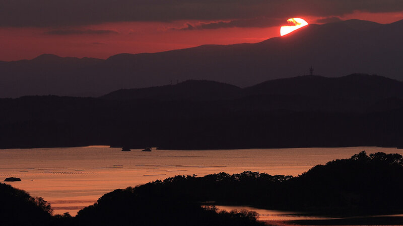 Sun Setting Behind Mountains — Red, Dramatic, Sunset