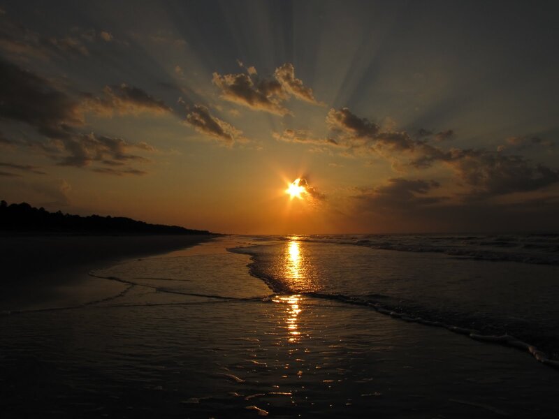 Sun Setting over Beach — Orange