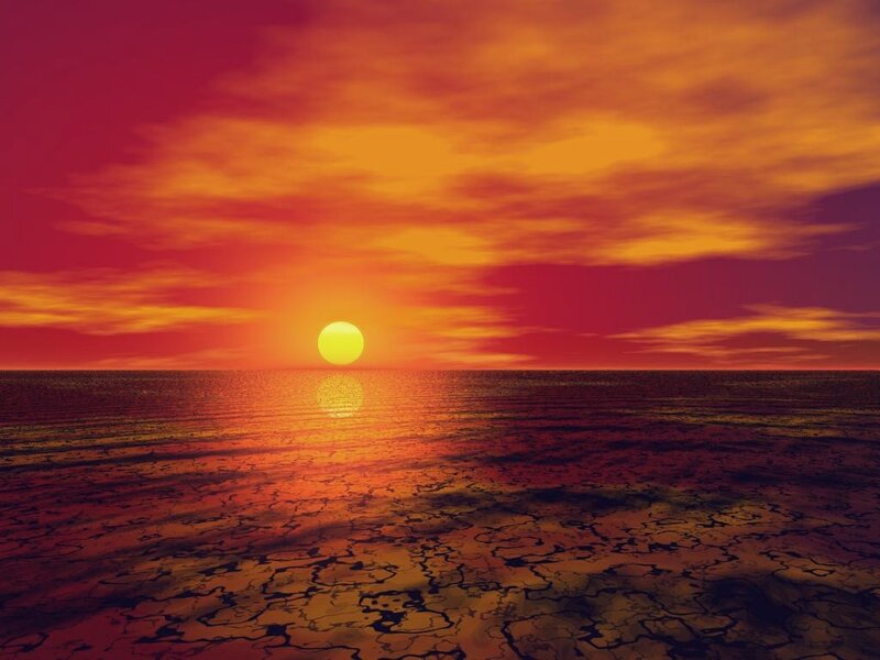 Sun Setting over Cracked Earth