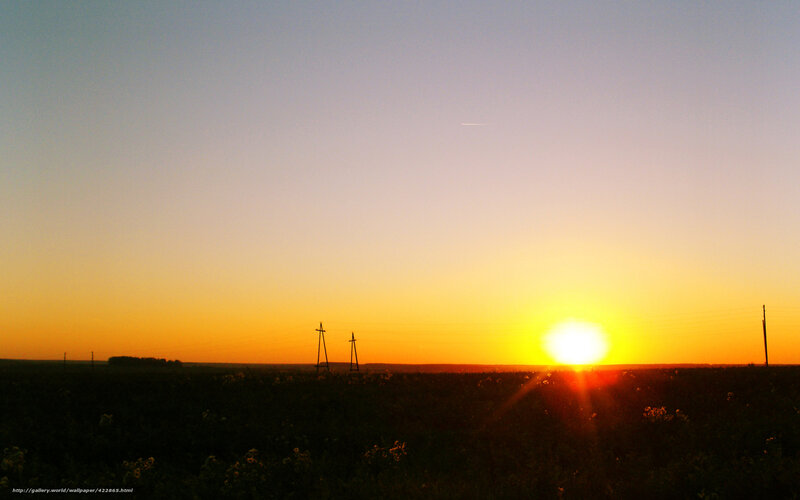 Sun Setting over Field — Yellow, Serene