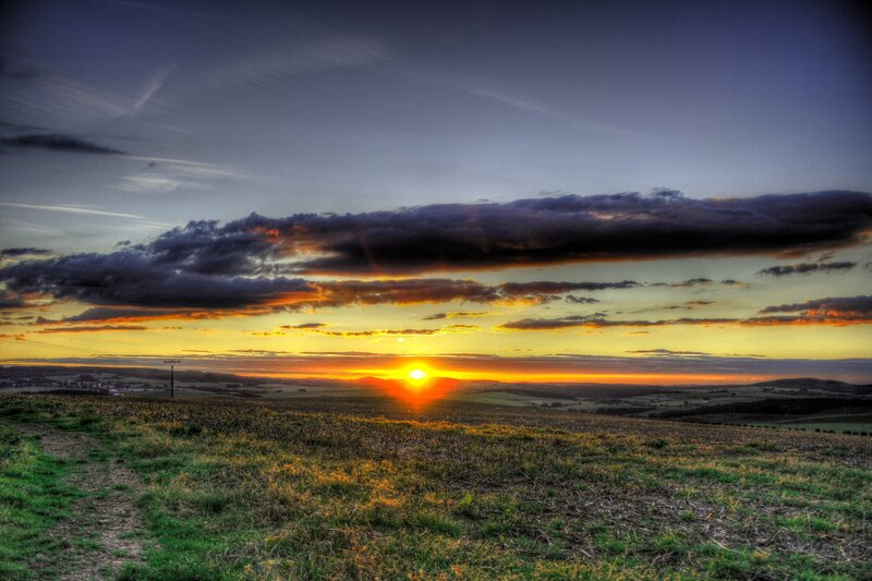 Sun Setting over Fields — Orange