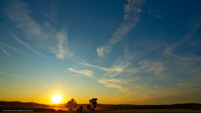 Sun Setting over Hills — Blue, Serene