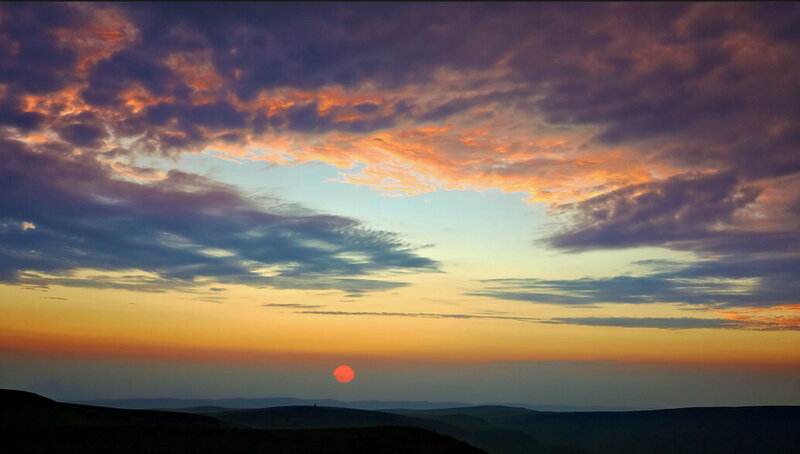 Sun Setting over Hills — Orange, Dramatic
