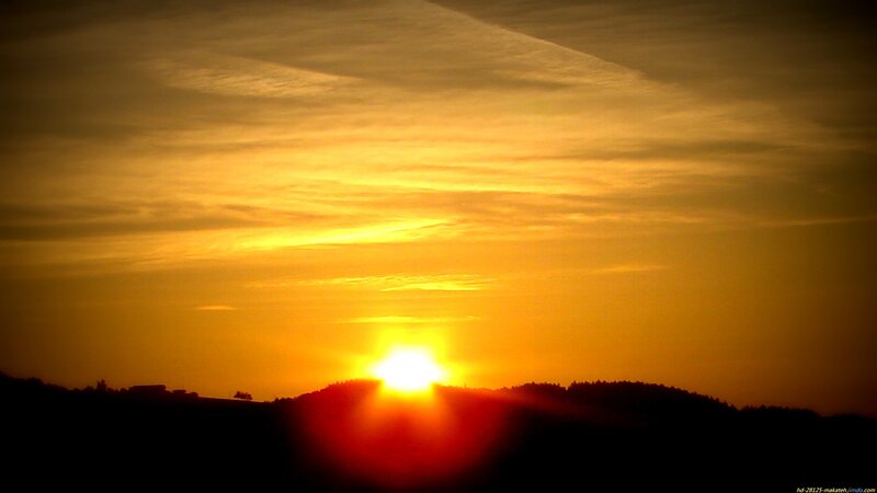 Sun Setting over Hills — Yellow, Dramatic, Sunset