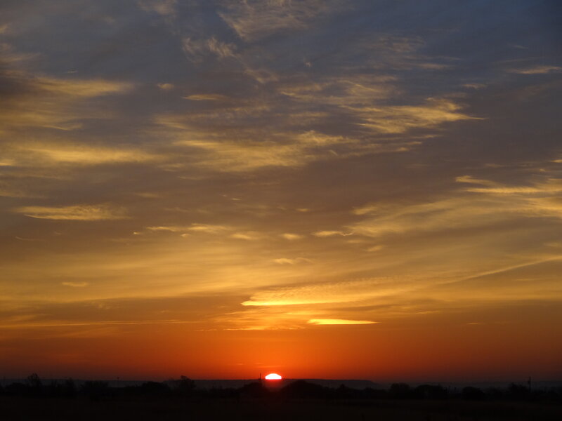 Sun Setting over Horizon — Orange, Serene, Sunset, Photograph