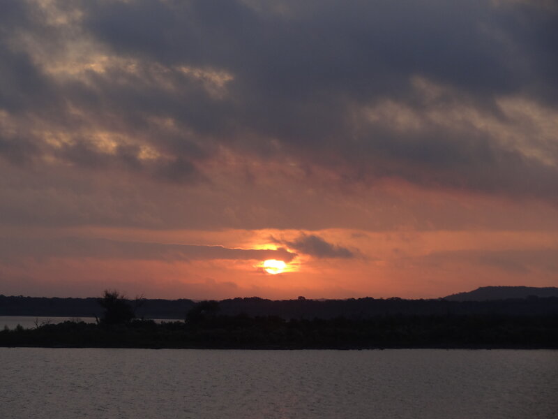 Sun Setting over Lake — Orange, Dramatic, Sunset