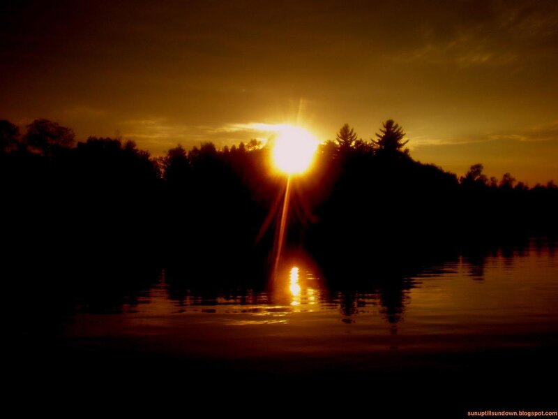 Sun Setting over Lake — Orange, Serene, Sunset, Photograph